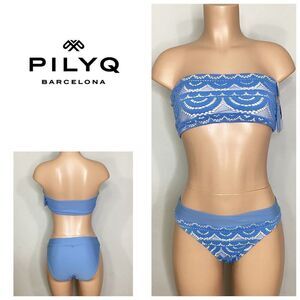 New PilyQ sky blue bikini set. D-top(large)/L- bottom. Normally $160